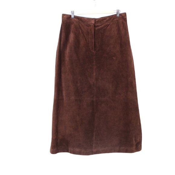 Lord & Taylor Dresses & Skirts - VTG 90s Lord & Taylor Brown Suede Skirt Long Midi A-line High waist ClassicLined